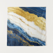 Tenture Marbre bleu marine de luxe et feuille d'or (Devant)