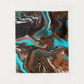 Tenture Marbre Brown et bleu Fluide Art (Devant)