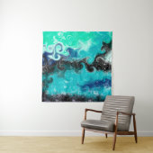 Tenture Marbre d'art Turquoise bleu et noir (En situation)