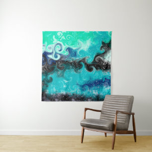 Tenture Marbre d'art Turquoise bleu et noir