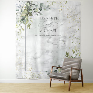 Tenture Marbre de verdure de eucalyptus bleu poussiéreux é