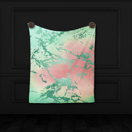 Tenture Marbre Frais | Fond dégradé Corail Vert ravissant