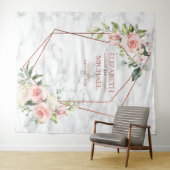 TENTURE MARBRE GEOMETRIQUE CUIVRE FLEURS ROSES (En situation (horizontale))