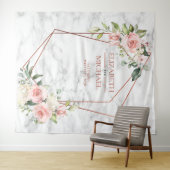 TENTURE MARBRE GÉOMÉTRIQUE EN CUIVRE FLEURS ROSES (En situation (horizontale))