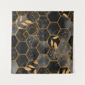 Tenture Marbre hexagone texture transparente avec feuilles (Devant (Horizontal))