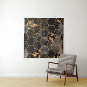 Tenture Marbre hexagone texture transparente avec feuilles (En situation (horizontale))
