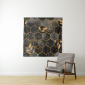 Tenture Marbre hexagone texture transparente avec feuilles (En situation)