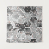 Tenture Marbre hexagone texture transparente avec motif or (Devant (Horizontal))
