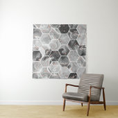 Tenture Marbre hexagone texture transparente avec motif or (En situation (horizontale))