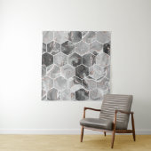 Tenture Marbre hexagone texture transparente avec motif or (En situation)