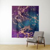 Tenture Marbre Luxe Moody | Violet foncé et Or rose sarcel (En situation)