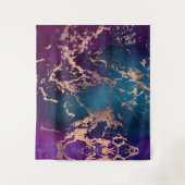 Tenture Marbre Luxe Moody | Violet foncé et Or rose sarcel (Devant)