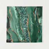 Tenture Marbre Parties scintillant or vert Nom personnalis (Devant (Horizontal))