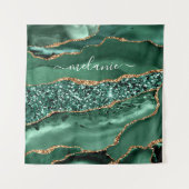 Tenture Marbre Parties scintillant or vert Nom personnalis (Devant)