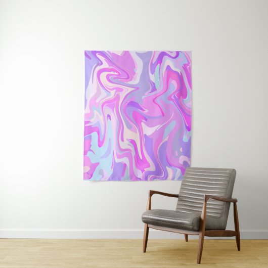 Tenture Marbré rose violet Turquoise (En situation)