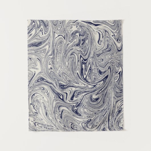 Tenture Marbre tourbillon bleu et blanc (Devant)