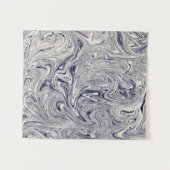Tenture Marbre tourbillon bleu et blanc (Devant (Horizontal))