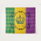 Tenture Mardi Gras Purple Gold Green Nom de famille (Devant (Horizontal))