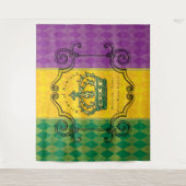 Tenture Mardi Gras Purple Gold Green Nom de famille (Devant)