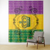 Tenture Mardi Gras Purple Or Vert Couronne Nom de famille  (En situation)