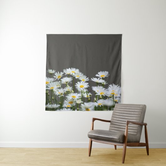 Tenture Marguerites sur Gris (En situation)