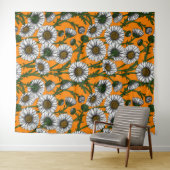 Tenture Marguerites sur orange (En situation (horizontale))