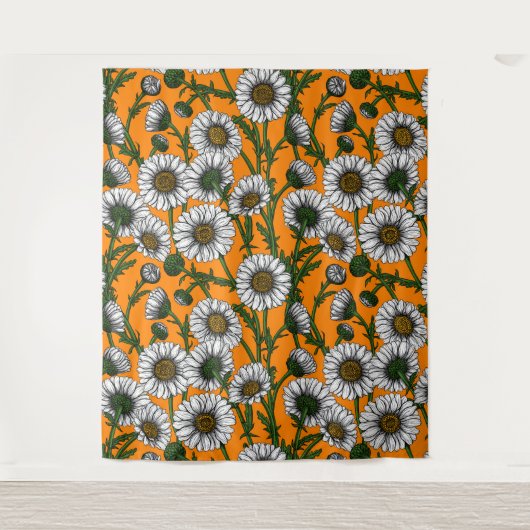 Tenture Marguerites sur orange (Devant)