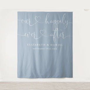 Tenture Mariage à cœur en bleu poussiéreux pour toujours é
