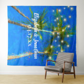 Tenture Mariage à Destination de Plage Palmiers Guirlande  (En situation (horizontale))