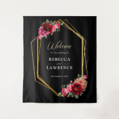 Tenture Mariage à fleurs noir rouge chic (Devant)