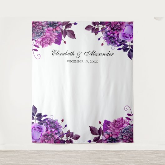 Tenture Mariage à fleurs violet photo arrière - plan (Devant)
