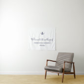 Tenture Mariage à l'ancre bleu marine Monogramme (En situation (horizontale))