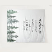 Tenture Mariage à l'aquarelle de la forêt en hiver (Devant (Horizontal))