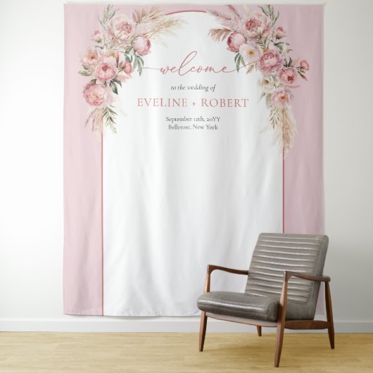 Tenture Mariage à l'arche chic pampas boho pampas (En situation)