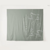 Tenture Mariage à l'écriture cursive de coeur vert sauge M (Devant (Horizontal))