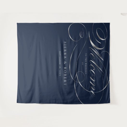 Tenture Mariage Affiche de bienvenue Élégant Faux Script A (Devant (Horizontal))