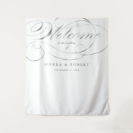 Tenture Mariage Affiche de bienvenue Élégant Faux Script A (Devant)