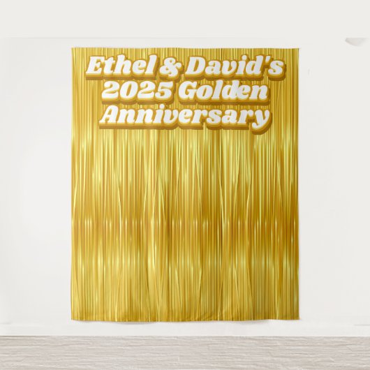 Tenture Mariage Anniversaire Gold Faux Streamer Contexte (Devant)