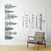 Tenture Mariage aquarelle de forêt hivernale (En situation (horizontale))