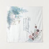 Tenture Mariage aquarelle florale et feuillue hivernale (Devant (Horizontal))