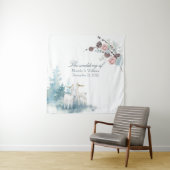 Tenture Mariage aquarelle florale et feuillue hivernale (En situation)