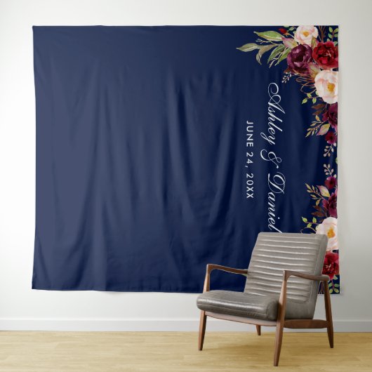 Tenture Mariage arrière-plan Photo Booth Prop Burgundy Ble (En situation (horizontale))