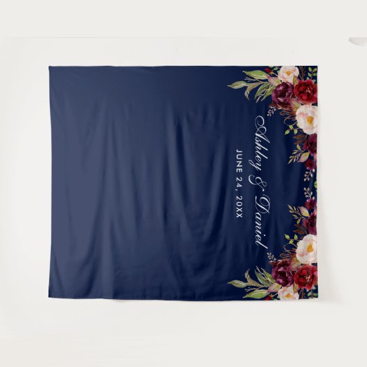 Tenture Mariage arrière-plan Photo Booth Prop Burgundy Ble (Devant (Horizontal))