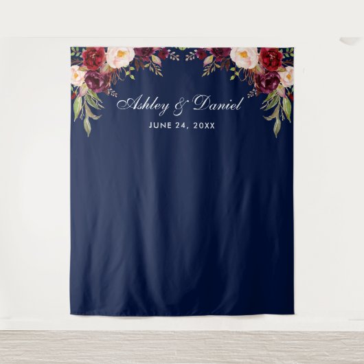 Tenture Mariage arrière-plan Photo Booth Prop Burgundy Ble (Devant)