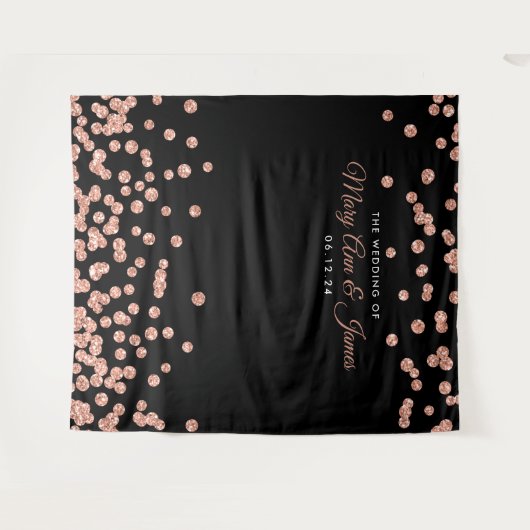 Tenture Mariage arrière-plan Rose Gold Black Parties scint (Devant (Horizontal))