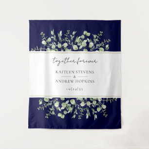 Tenture Mariage au bleu de navire d'eucalyptus ensemble po