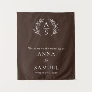 Tenture Mariage au Chocolat Brun et Blanc Monogramme de Cr