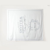 Tenture Mariage au monogramme de feuille bleue poussiéreus (Devant (Horizontal))