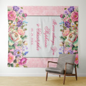 Tenture Mariage aux Roses Aquarelles Romantiques (En situation (horizontale))