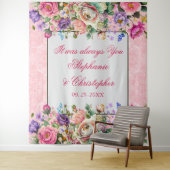 Tenture Mariage aux Roses Aquarelles Romantiques (En situation)